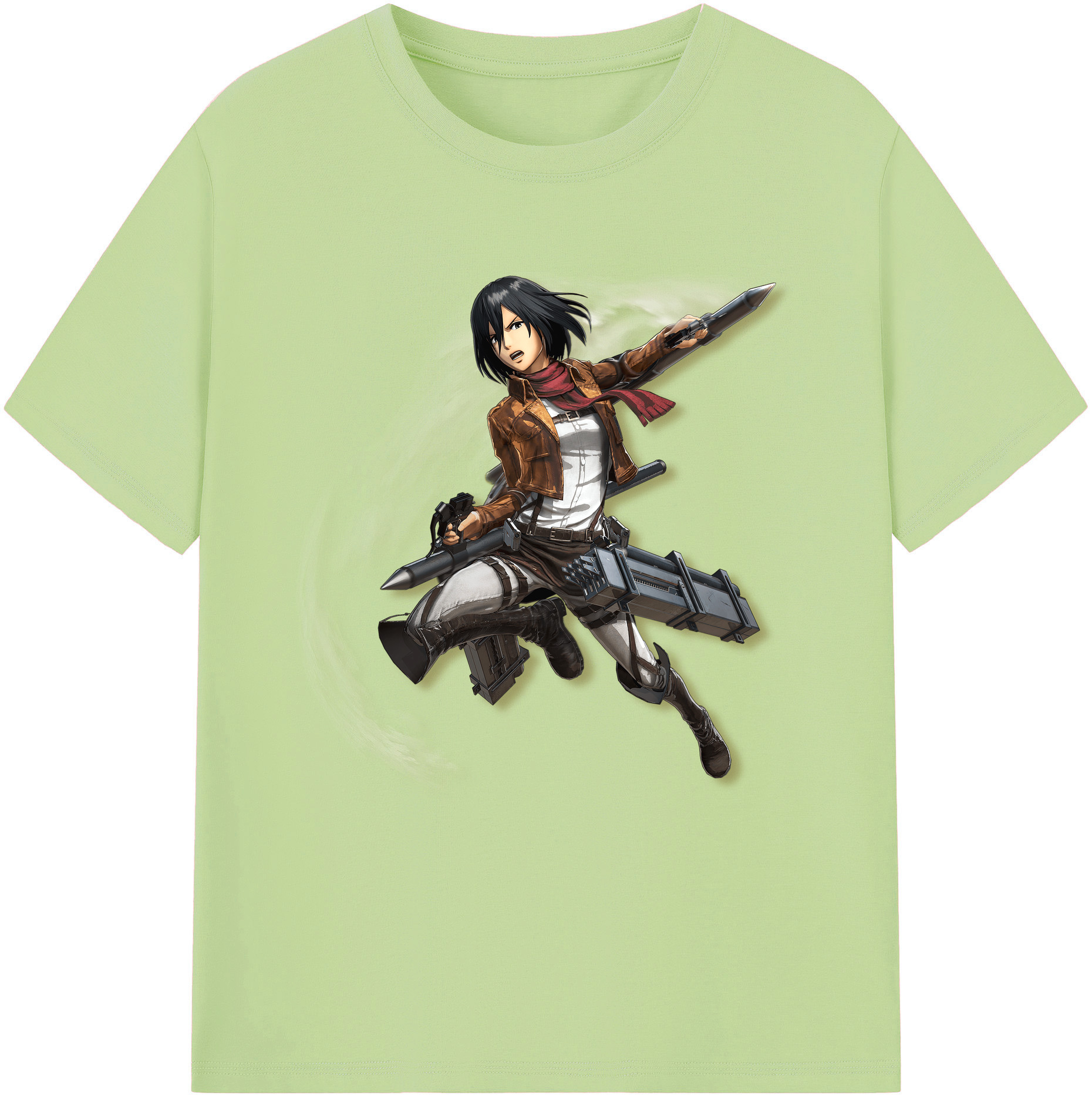 （画像用） 進撃の巨人 ミカサ·アッカーマン Attack on Titan Mikasa Ackerman 綿100％半袖Tシャツ（フロントプリント）